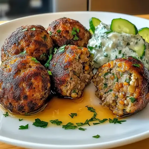 Baked Greek Lentil Meatballs with Tzatziki