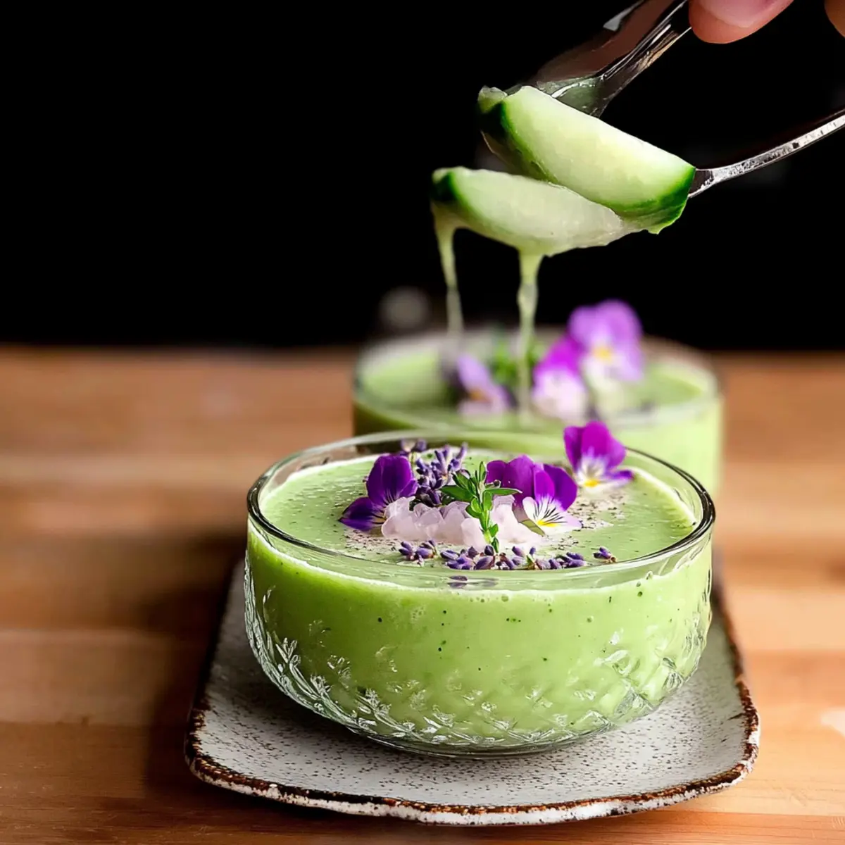 Honeydew Melon Cucumber Gazpacho with Lavender