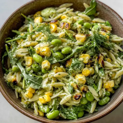Grilled Corn Orzo Salad with Scallion Dill Dressing