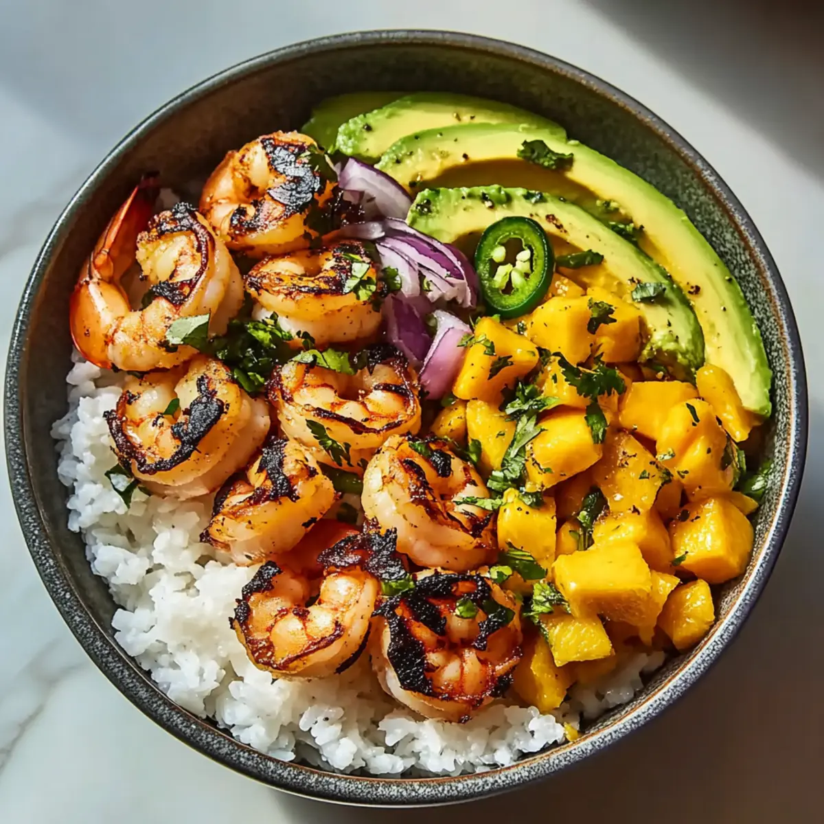 Charred Shrimp and Avocado Bowl