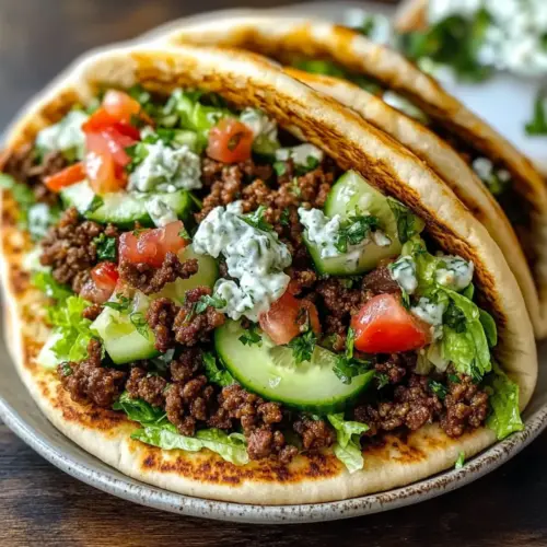 Mediterranean Ground Beef Pita Pockets