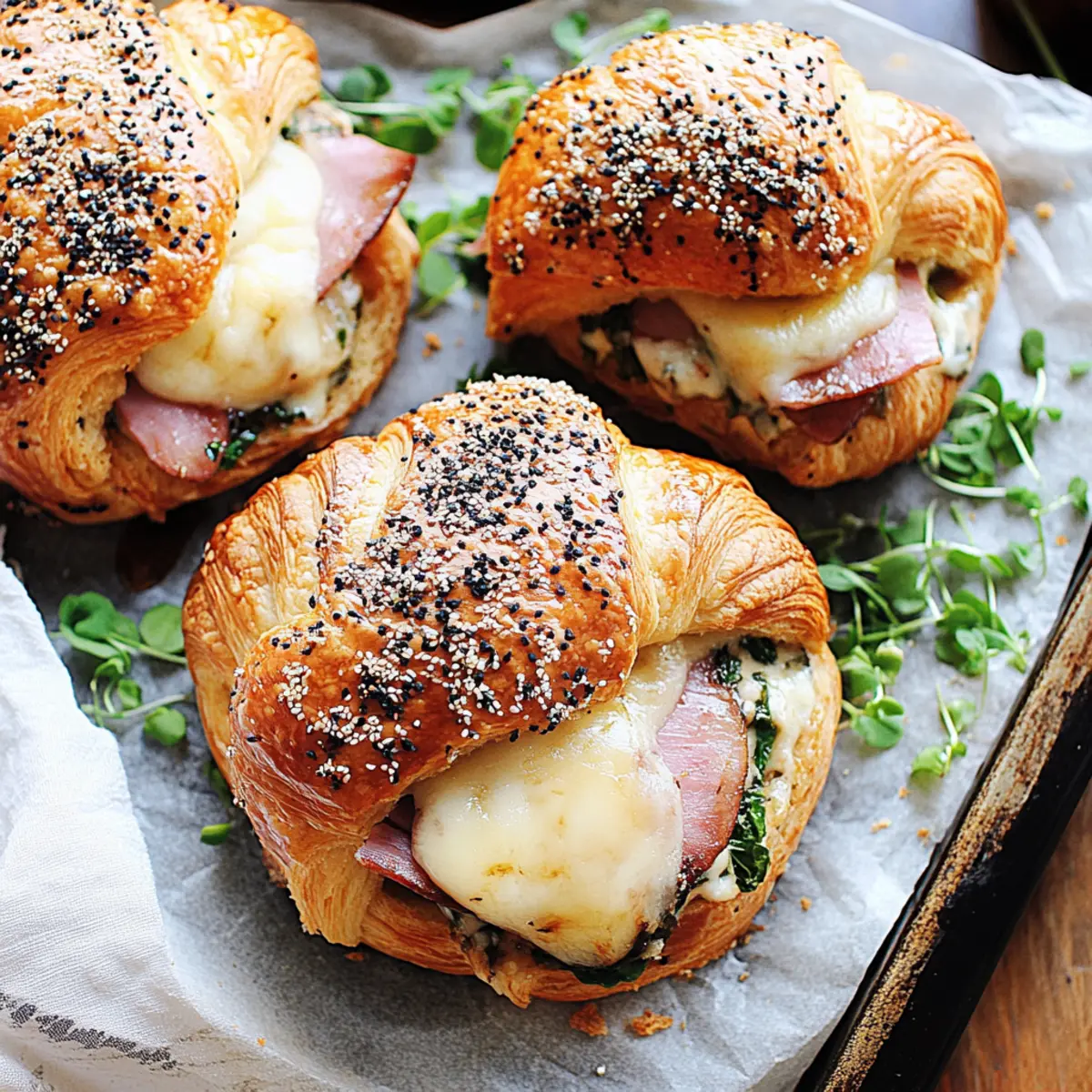 Toasted Ham and Cheese Croissant Sandwiches
