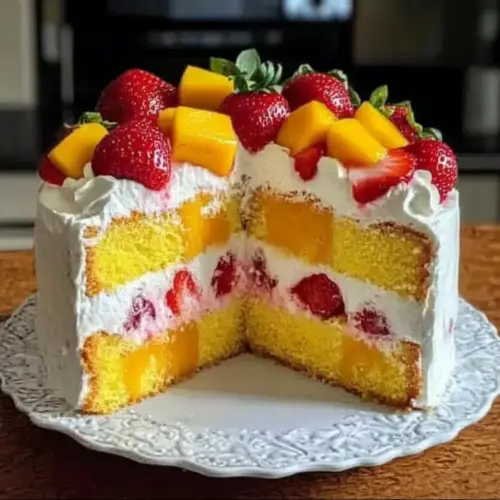 Strawberry Mango Split Cake