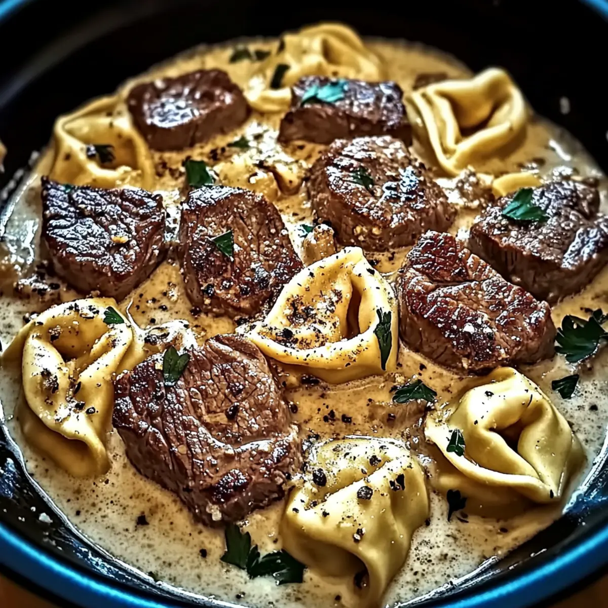 Cracked Garlic Steak Tortellini in Creamhouse Sauce Bliss