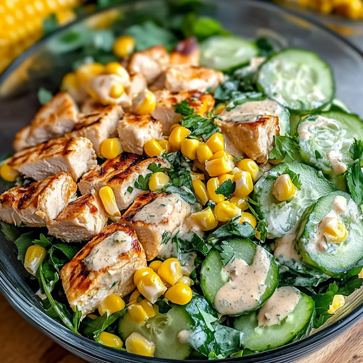 Street Corn Creamy Cucumber Chicken Salad