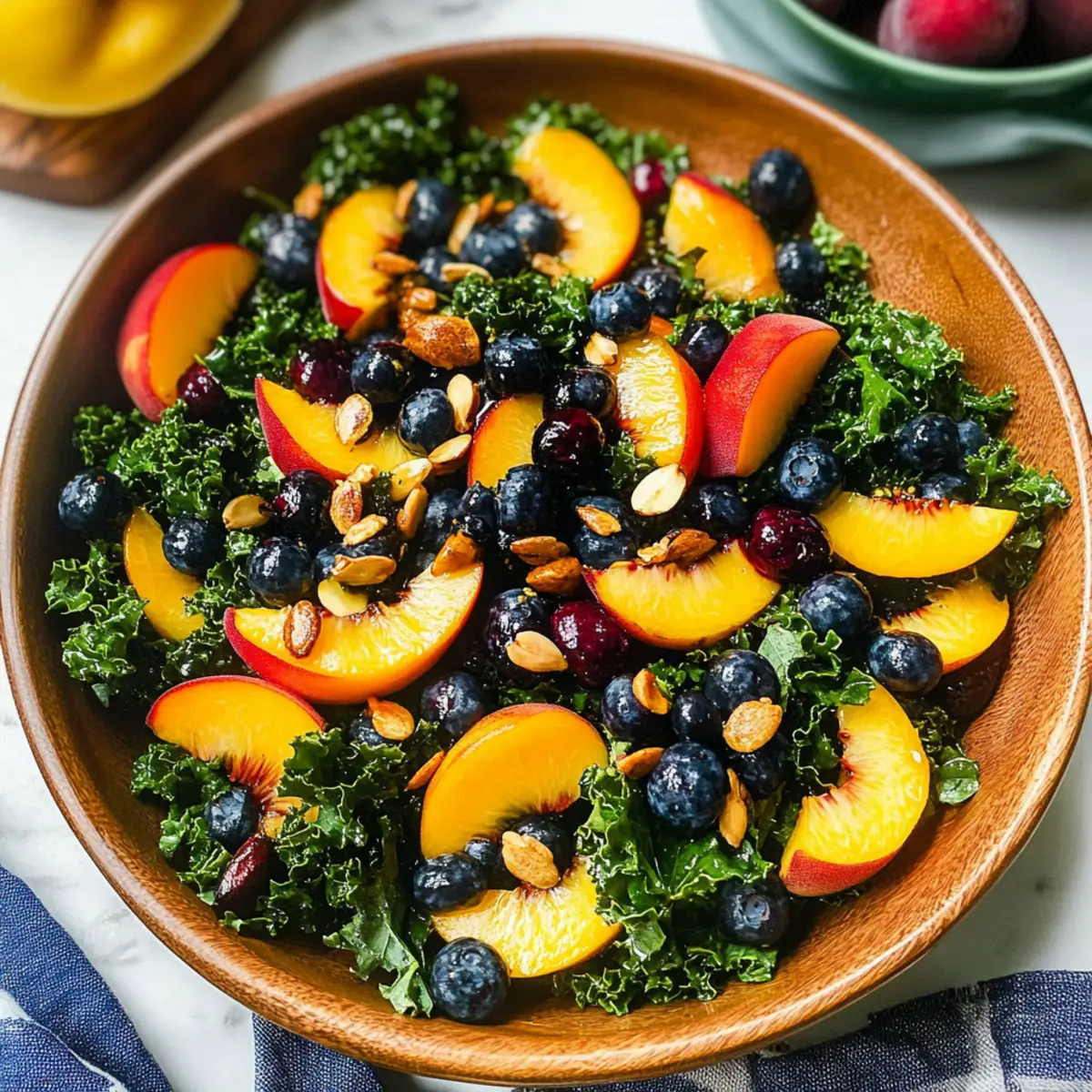 Summer Peach Blueberry Kale Salad