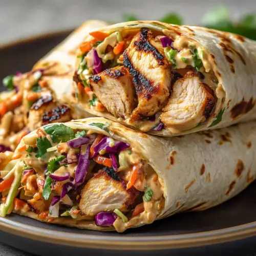 Thai Chicken Wrap with Crunchy Asian Slaw