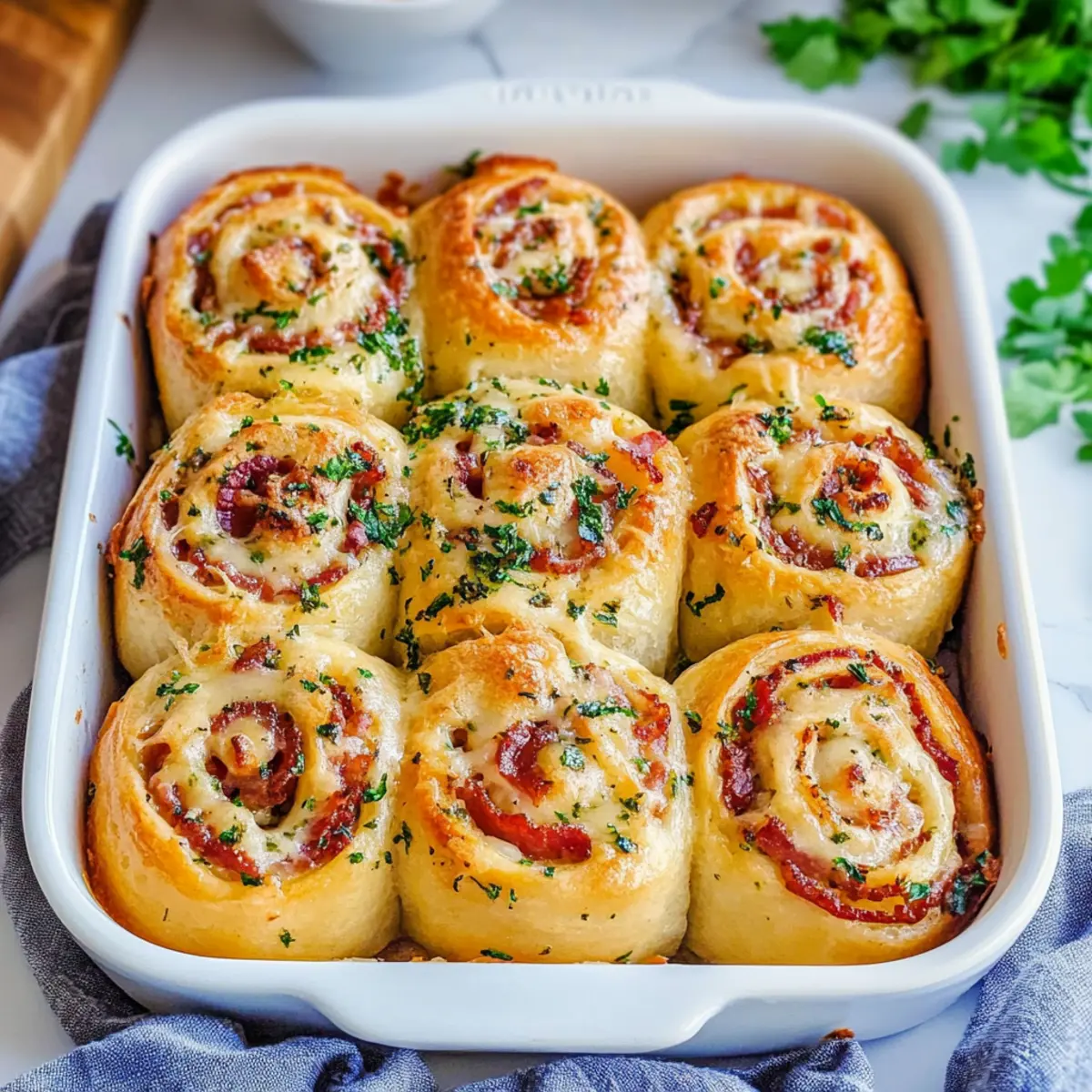 Bacon & Cheese Rolls with Garlic Butter