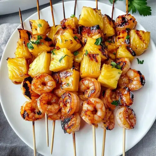 Sweet and Spicy Pineapple Shrimp Skewers