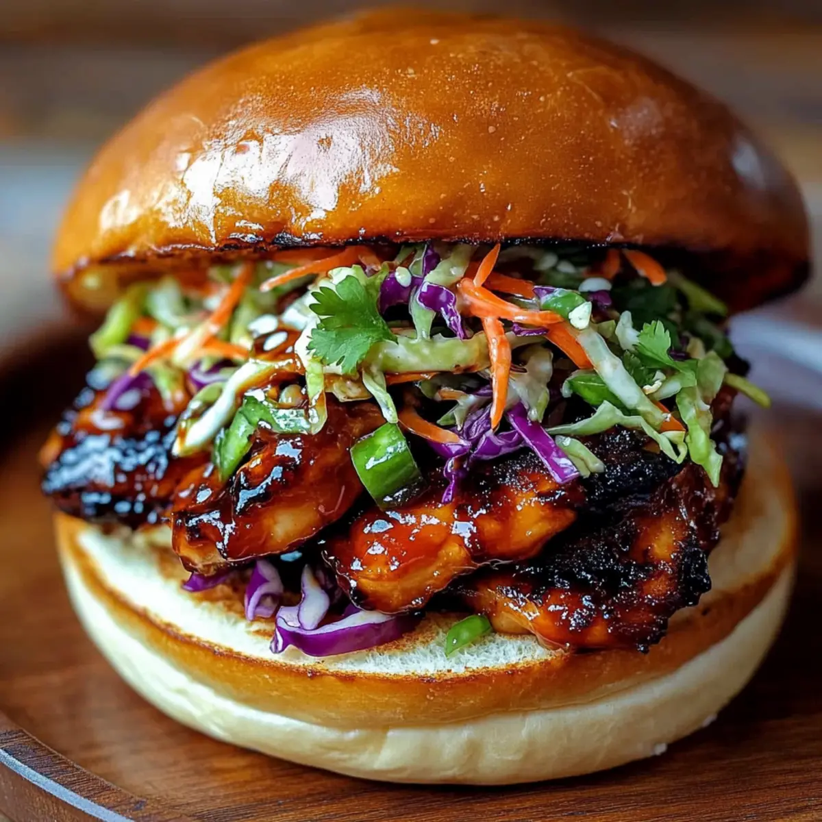 Korean BBQ Chicken Sandwich with Cabbage Slaw