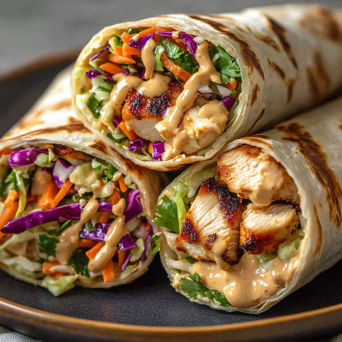 Thai Chicken Wrap with Crunchy Asian Slaw