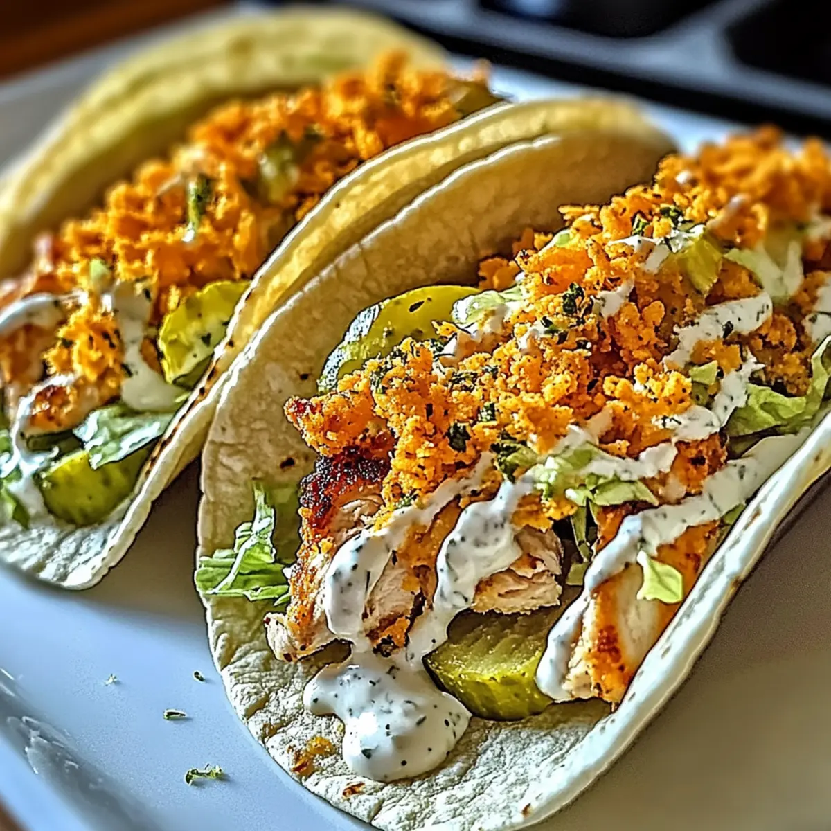 Dill Pickle Ranch Smash Chicken Taco